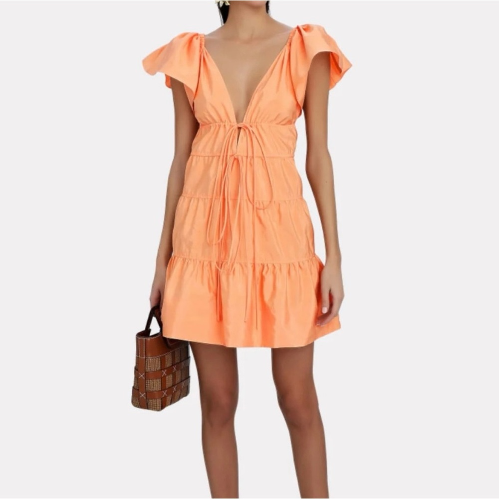 A.L.C Coral Orange V-Neck Mini Women’s Dress Size 8